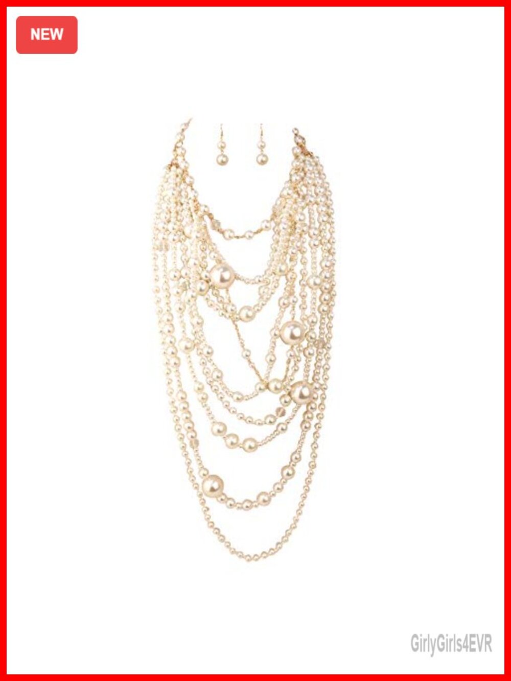 Multilayer Strand Faux Pearls Flapper Beads Cluster Long Choker Necklace Set